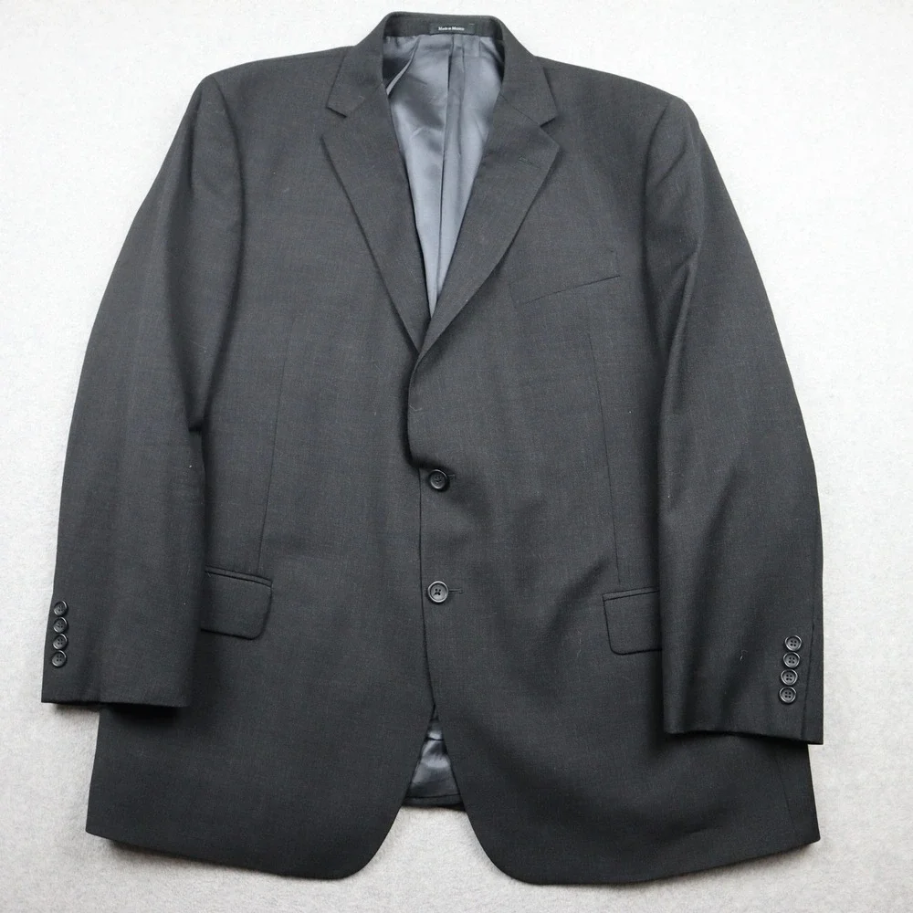 Joseph & Feiss Blazer Mens 46 Regular Charcoal Gray 100% Wool Two-Button Jacket